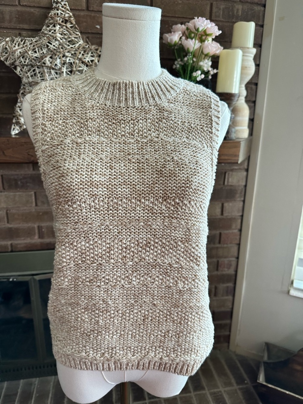 Club Monaco Chunky Garter Stitch Sleeveless Sweater Top S Quiet Luxury Boho
